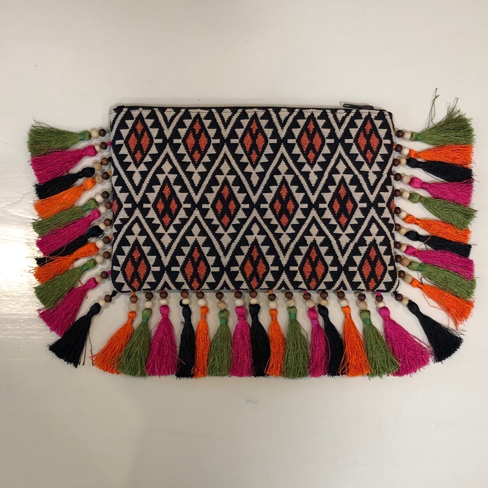 Roller Rabbit Beaded Tassel Clutch